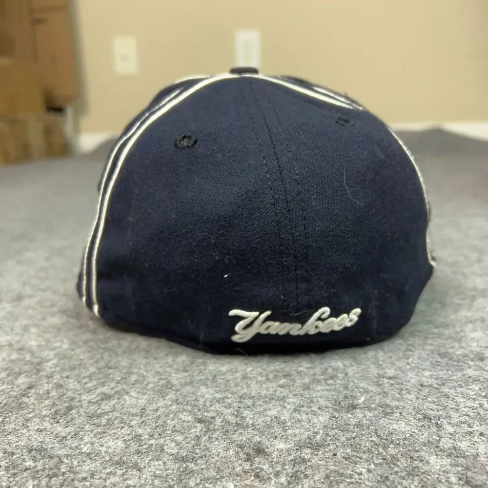 Vtg New York Yankees Mens Hat Cap 7 3/8 Navy White New Era 59Fifty Wool Baseball